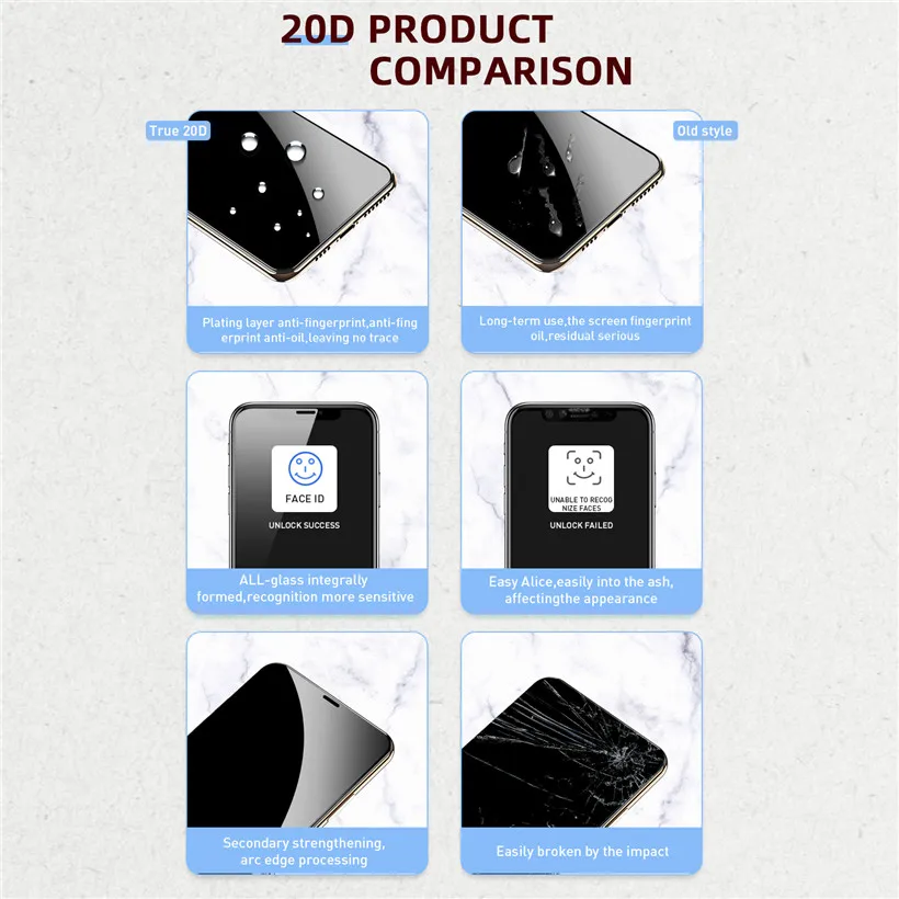 USLION 20D Защитная пленка для экрана из закаленного стекла для iPhone 11 Pro X XS Max XR 6 6S 8 7 Plus, полностью изогнутое защитное стекло