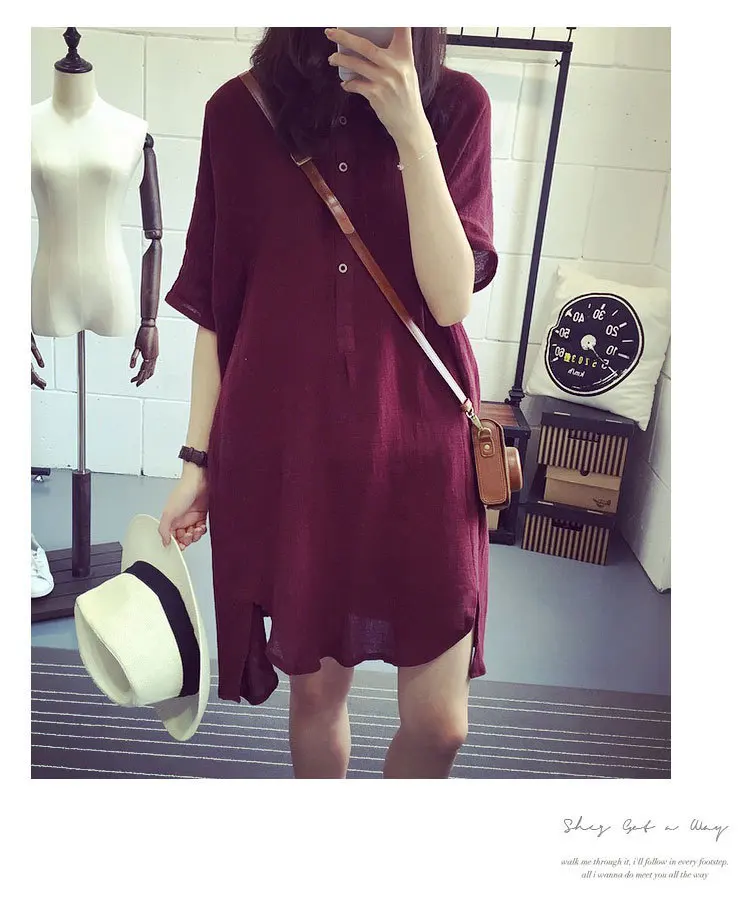 

2016 Knee-length Sale Lycra Chiffon Short Beach Solid Maternity New Summer Big Fat Mm Loose Cotton Shirt Code Women Dress Ss