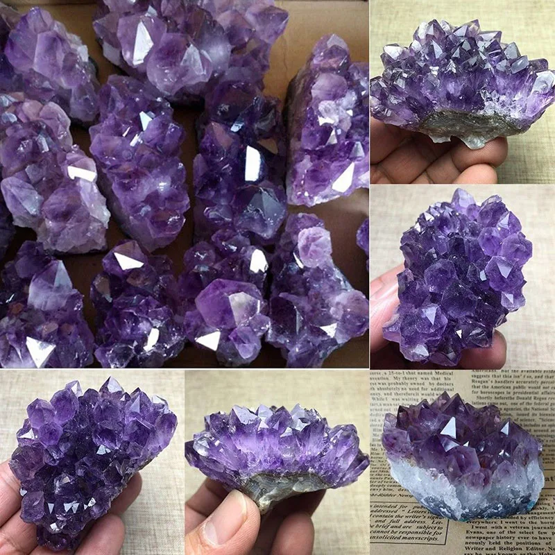 Новый натуральный Уругвайский аметист кластера Geode фиолетового цвета с