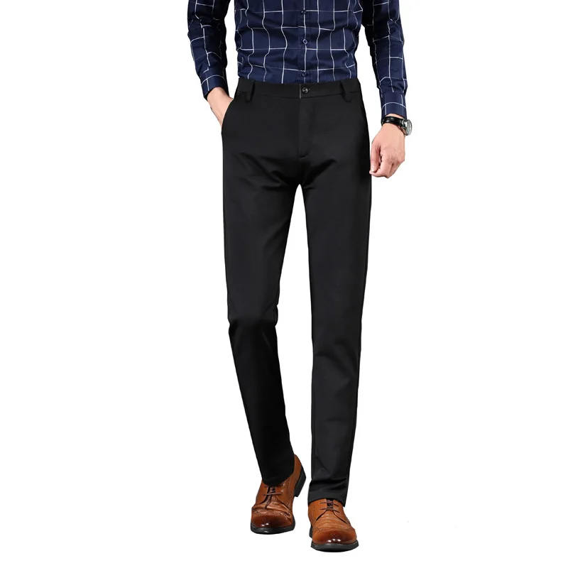 

2019 New Slim Fit Men Pants Stretch Trousers Men's Spring High Quality Classic Casual Clothes Formal Straight Suits Long Pant