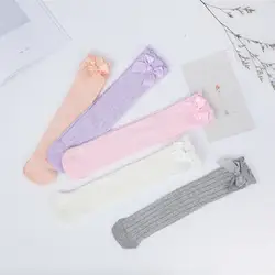 5 пара/лот носочки для девочки Гольфы принцессы с бантами носки Милые Детские носочки для девочек длинные детские пинетки вертикальный