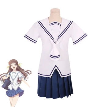 

Anime Fruits Basket Cosplay Costume Tohru Honda Tops+Skirt Japanese School Uniform Women Halloween Carnival Dress Custom Made