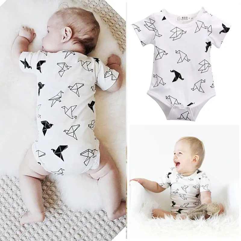 2016 Bodysuits Clothing Infant Newborn Baby Girls Boy Origamibirds