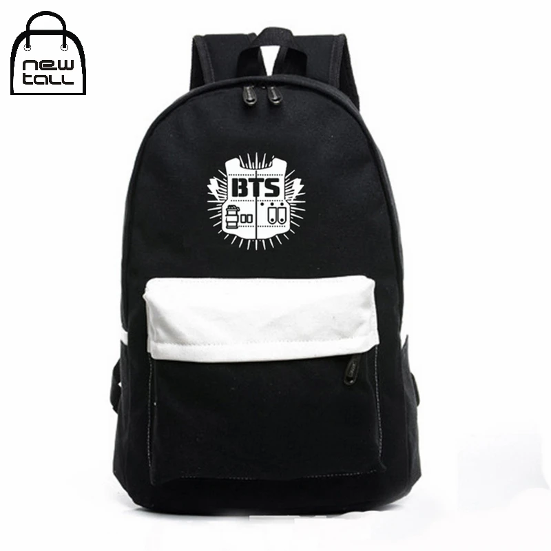 

Newtall KPOP Bangtan Boys Backpack BTS SUGA V JUNGKOOK JIMIN JIN Black Shoulder Bag Canvas Backpack For Women Laptop Bag For Man