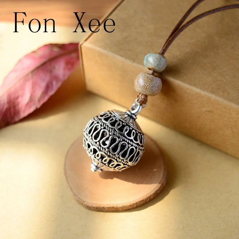 Fon XEE, этнический шар для беременности, ожерелье с подвеской Hamony Bola, античный серебряный цвет, выдалбливается, для матери, ребенка, колокольчик, ожерелье F001