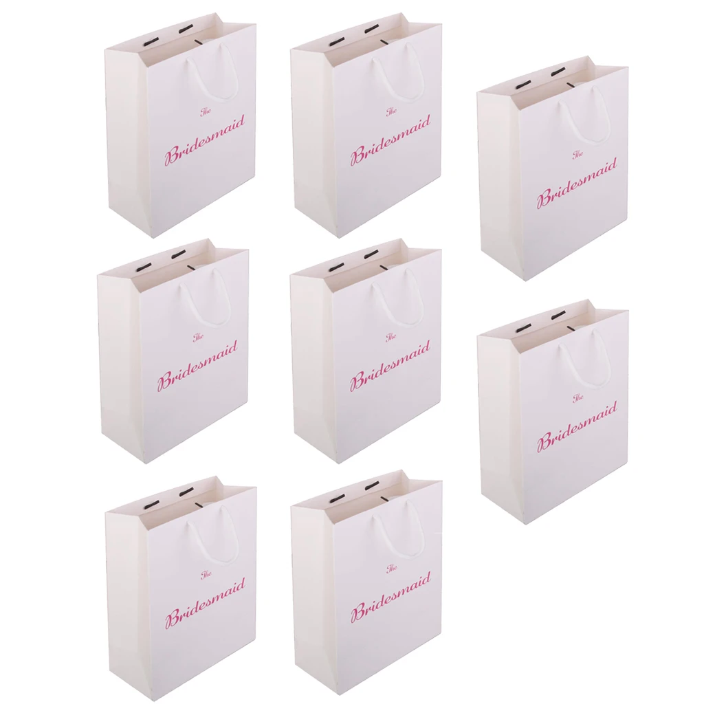 Pieces of 8 The Bridesmaid Printed Paper Bag with Handle for Wedding, Bridal Shower, Hen Night Party