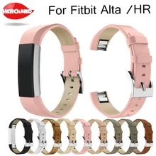 Luxo couro genuíno banda substituição pulseira de pulso para fitbit alta/alta hr rastreador alta qualidade pulseira preta