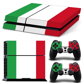 

green red white background skin sticker for PS4 console and 2 controllers skin sticker decals covers #TN-PS4-10174