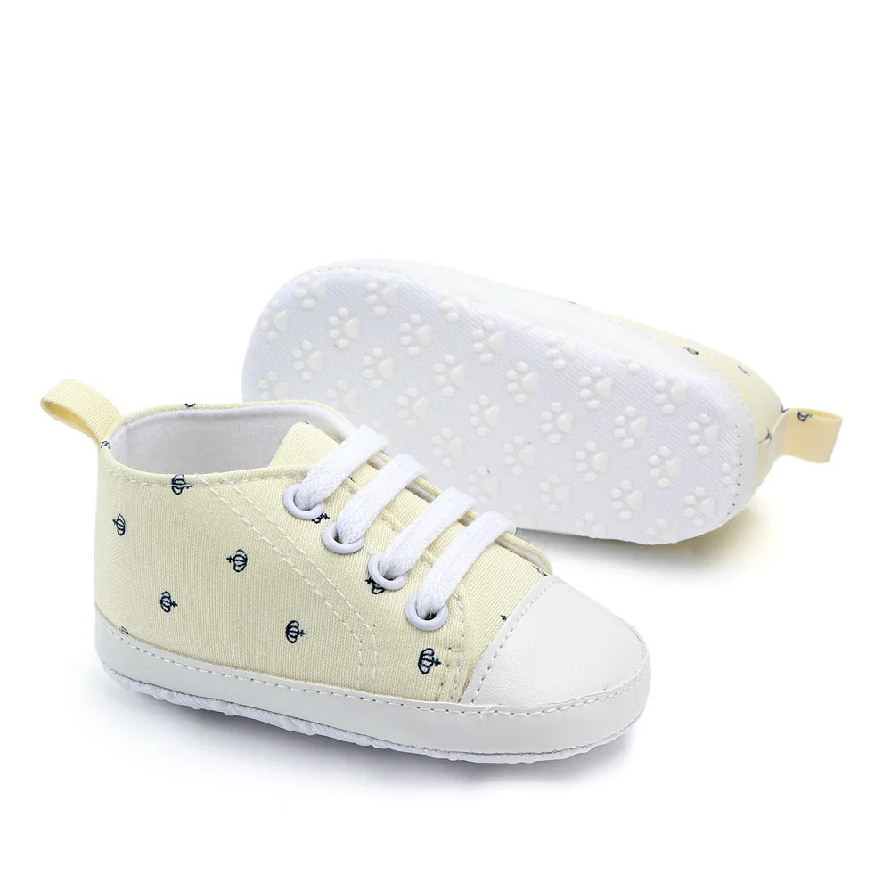 AiKway Baby Shoes First Walkers Boy Girl Canvas Newborn Baby Casual Shoes Soft Bottom Crown Infant Toddler Shoes