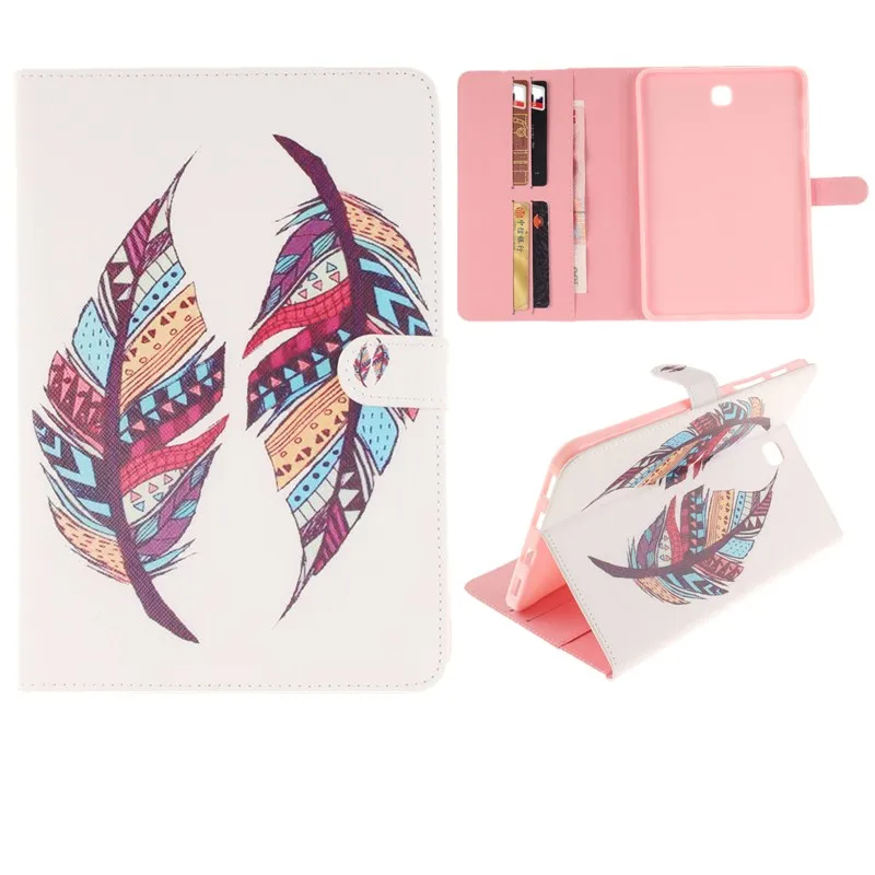 Luxury 2 Leavies PU Leather Stand Flip Case for Samsung Galaxy Tab S2 8.0 Case T710 T715 SM-T715 Tablet Wallet White Case Bag (9)