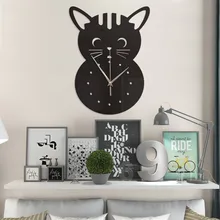 Divided design 3D Cartoon Cat Modeling Acrylic Mirror Wall Clock Home Decoration Wall Clock Home decoration accessories small