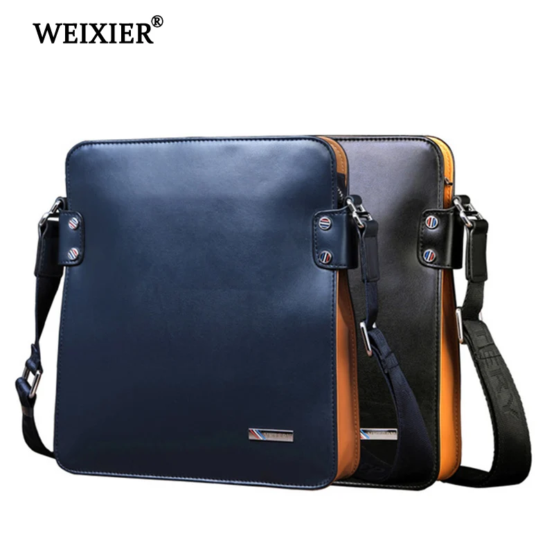US $20.95 Weixier Pu Mens Stitching Color Fashion Classic Simple Design Messenger Bag Business People Travel High Quality Messenger Bag