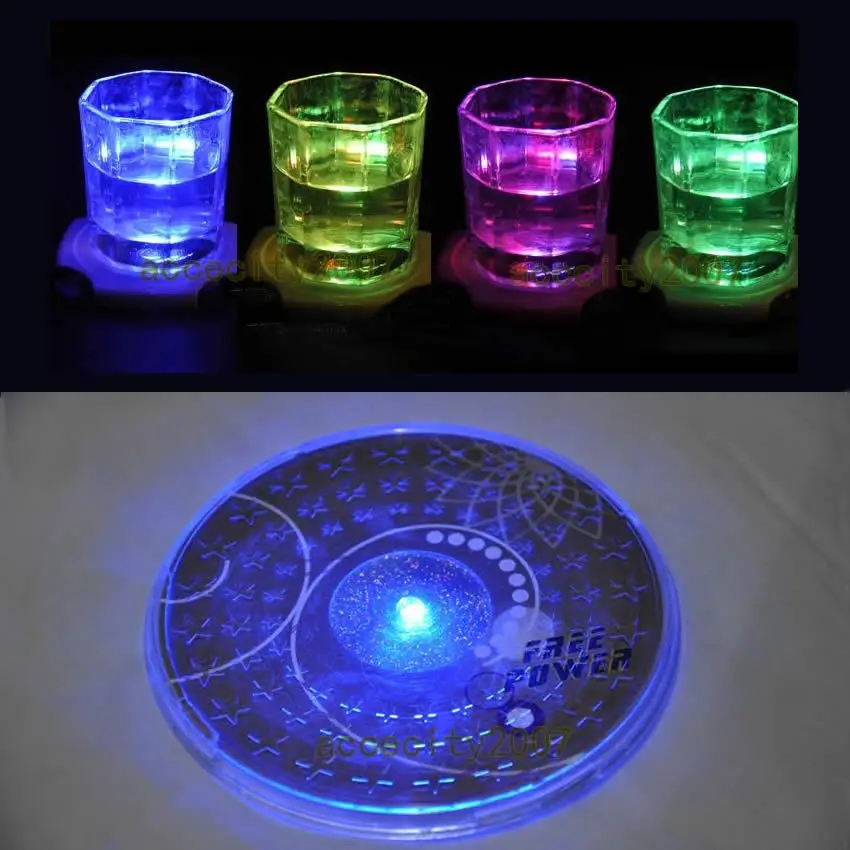 

1X LED Coaster Color Change Light Up Drink Cup Mat Tableware Glow Bar Club Party