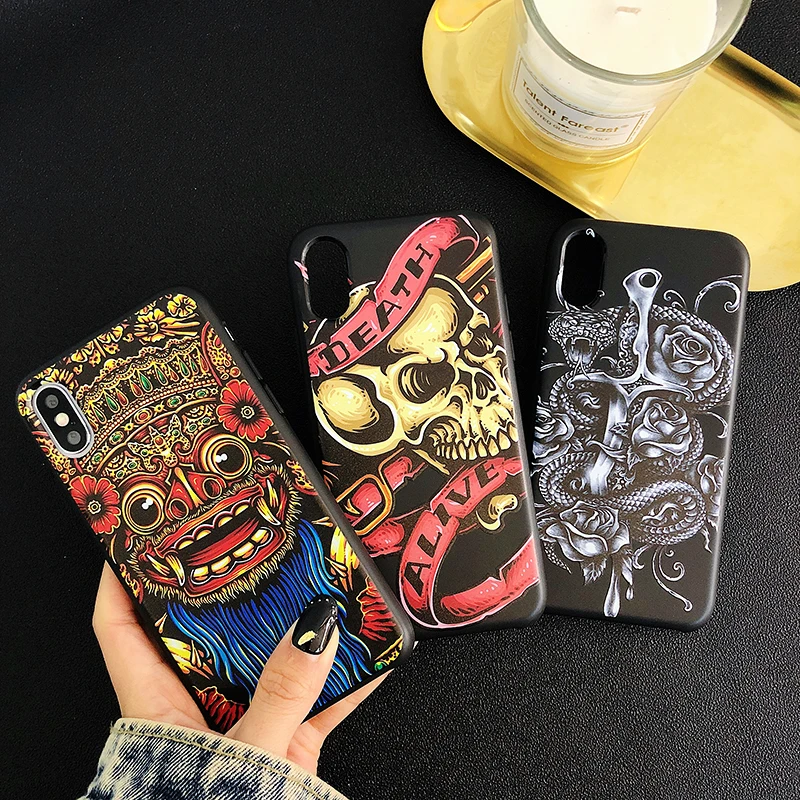 

Retro snake soft case for iphone X XS MAX XR 8 7 6 6s plus phone cover matte silicon 3d Super relief Skeleton fundas coque capa