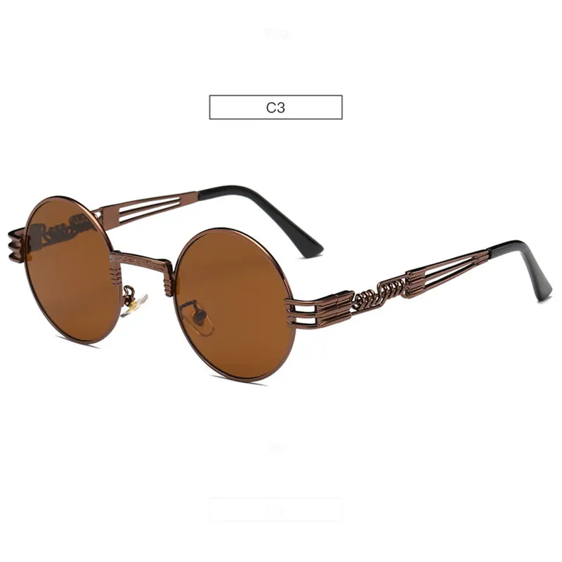 Поляризованные солнцезащитные очки с металлической оправой круглой оправой для ретро солнцезащитные очки для мужчин солнцезащитные очки для женщин винтажные зеркальные очки - Цвет линз: C3