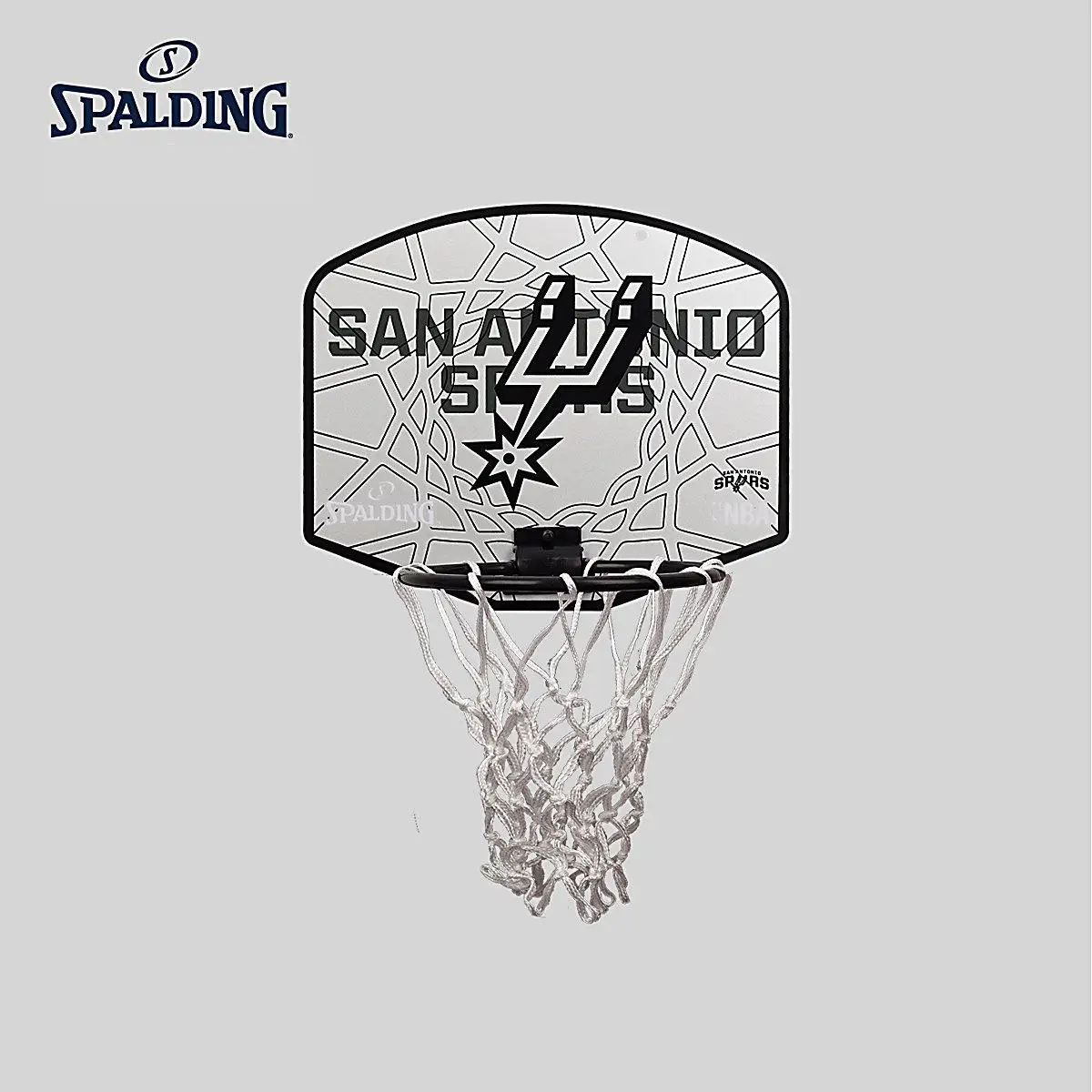 

Spalding Spurs Emblem Mini Rebound Back With Sticky Wall Hanging Backboard Mini Basketball 77-666Y