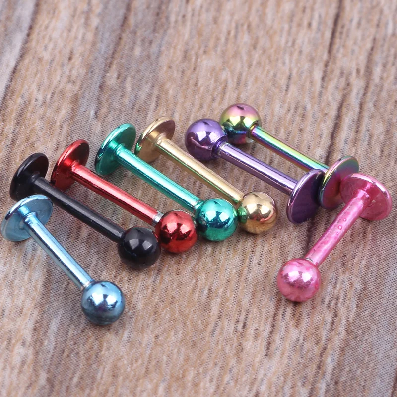 Stainless Steel Lip Piercing Jewelry Mix 8 Colors 50pcs /lot Labret Ring and Stud Body Tragus Helix Jewelry