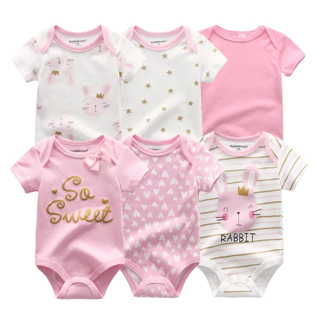 Kavkas Baby Girls Bodysuits 6 pcs/lot Summer Cotton Baby Clothes Short  Sleeve Newborn body bebe 0-3 months Infant Clothing