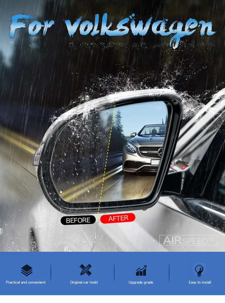 Car Rearview Mirror Film Anti Fog Anti Glare Waterproof for VW Volkswagen Passat Touareg Jetta Polo Golf 7 CC Beetle Accessories (1)