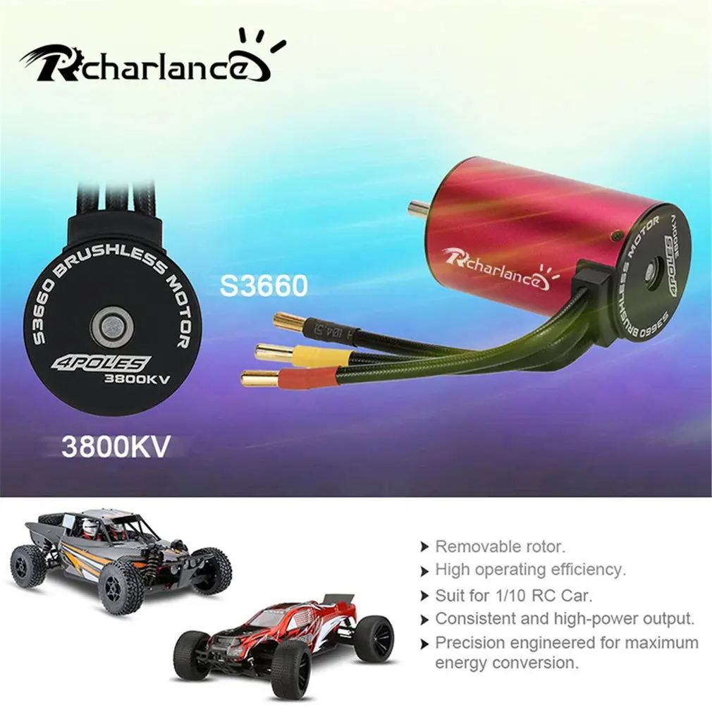 Rcharlance бесщеточный двигатель 3800 мотор с ESC для 1/10 Масштаб RC автомобиль высокой чистоты медные обмотки RC Аксессуар