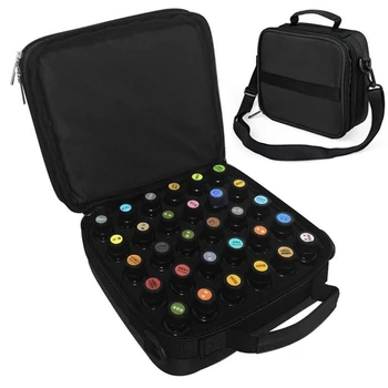 

3 Color 42 Bottles Essential Oil Carrying Black Case Make Up Storage Bag For Traveling Sturdy Double Zipper Cosmetic Bag