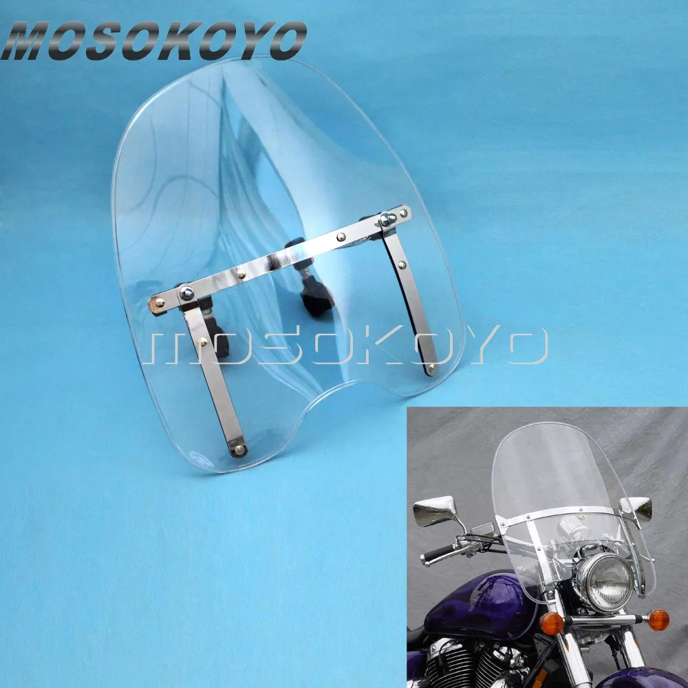 

Transparent Motorcycle Windshield Windscreen Wind Deflector for Suzuki Kawasaki Yamaha Cruisers Honda ACE Spirit Aero 750 1100