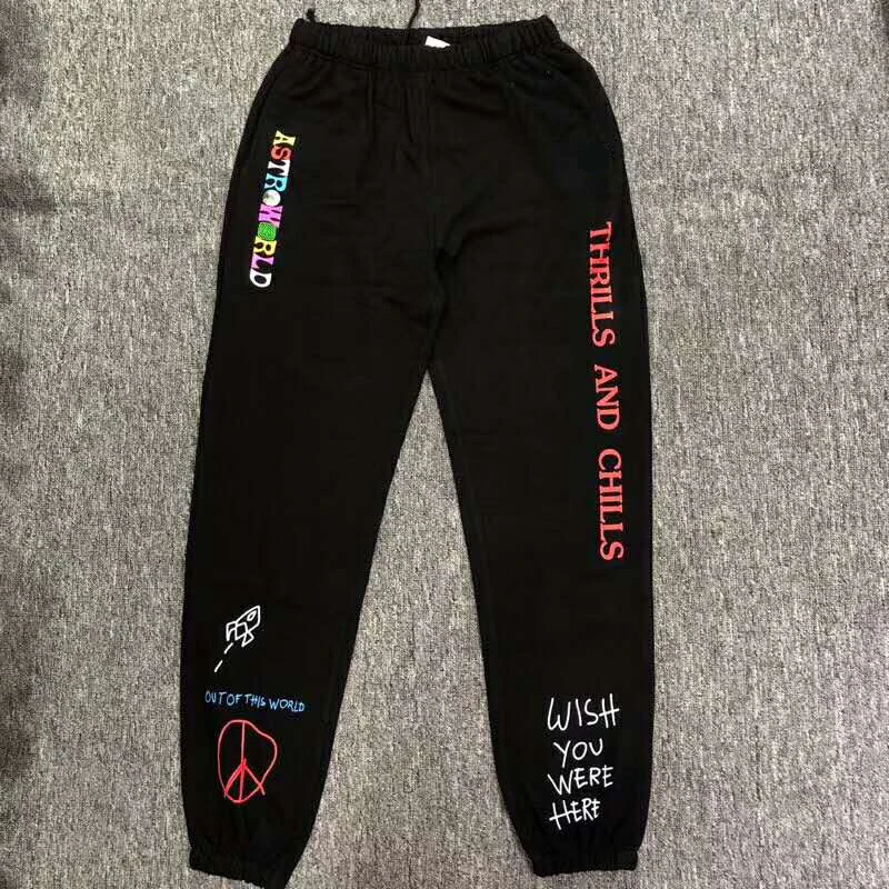 Online 2019 beste Qualität TRAVIS SCOTT ASTROWORLD Brief Gedruckt Frauen Männer Jogging Hosen Hip hop Streetwear Männer Baumwolle Jogginghose S XL