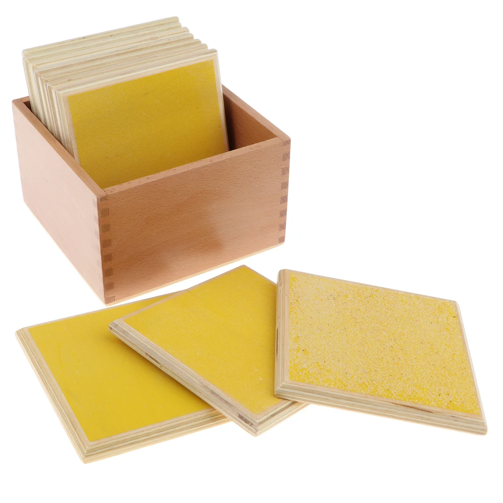 Montessori Sensorial Material - Wooden Rough & Smooth Touch Boards Early Tactile Early Developmental Toy for Kids Baby