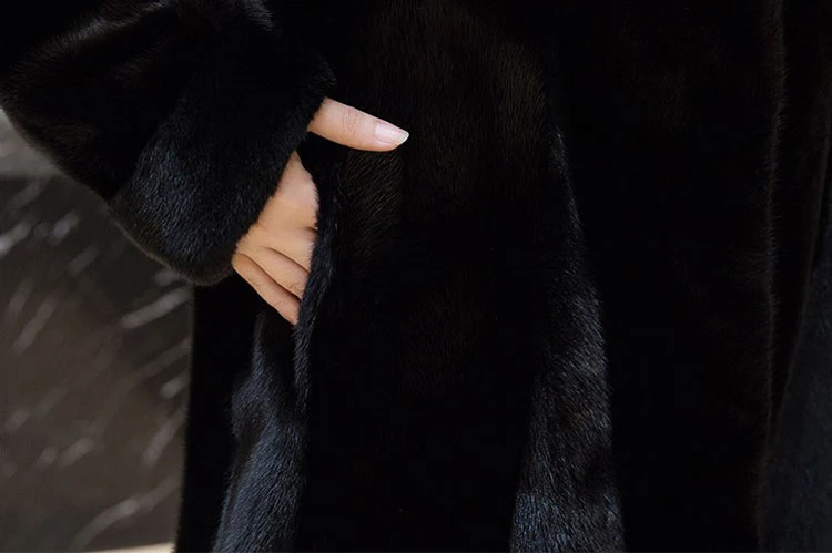 Натуральное Норковое меховое пальто куртки женские зимние черные толстые теплые длинные с капюшоном натуральный мех норки пальто женские