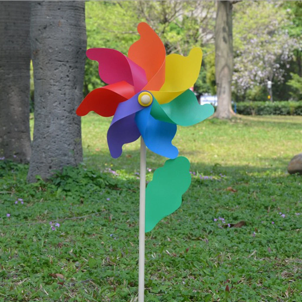 Rainbow Wind Spinner Outdoor Windmill Pinwheel Yard Lawn Garden Decor