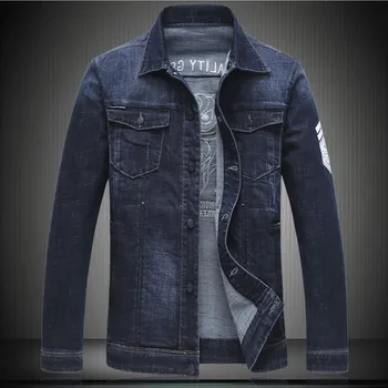 

High Quality Men Denim Jackets 2019 New Arrive Embroidery Design Jean Outerwear Turn-down Collar Coats 5XL 6XL 7111