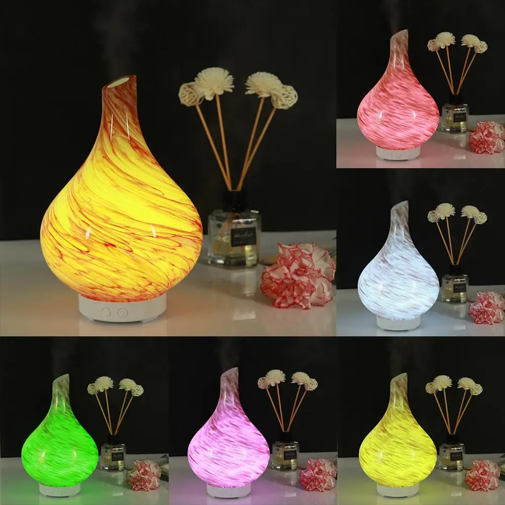 

Colorful glass Vase Air Humidifier Air Aroma Purifier With 7 Color LED Lights Electric Aromatherapy Essential Oil Aroma Diffuser