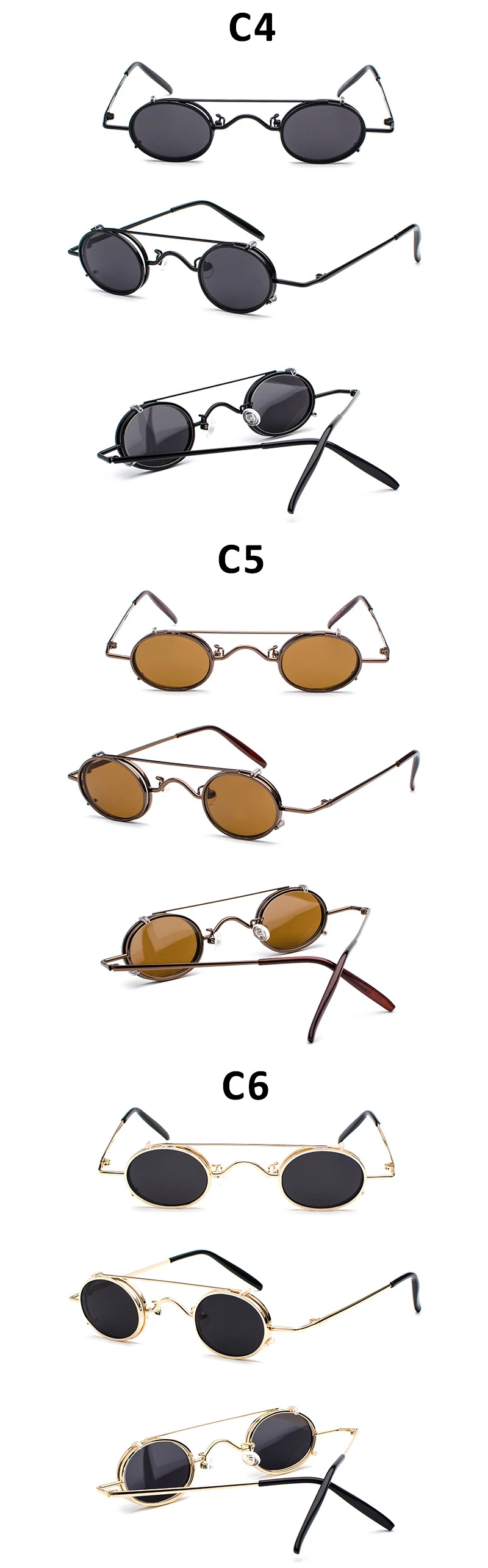 Винтаж маленькие круглые Готический стимпанк очки Для мужчин Для женщин из металла зеркало клип на Steam Punk солнцезащитные очки мужские очки