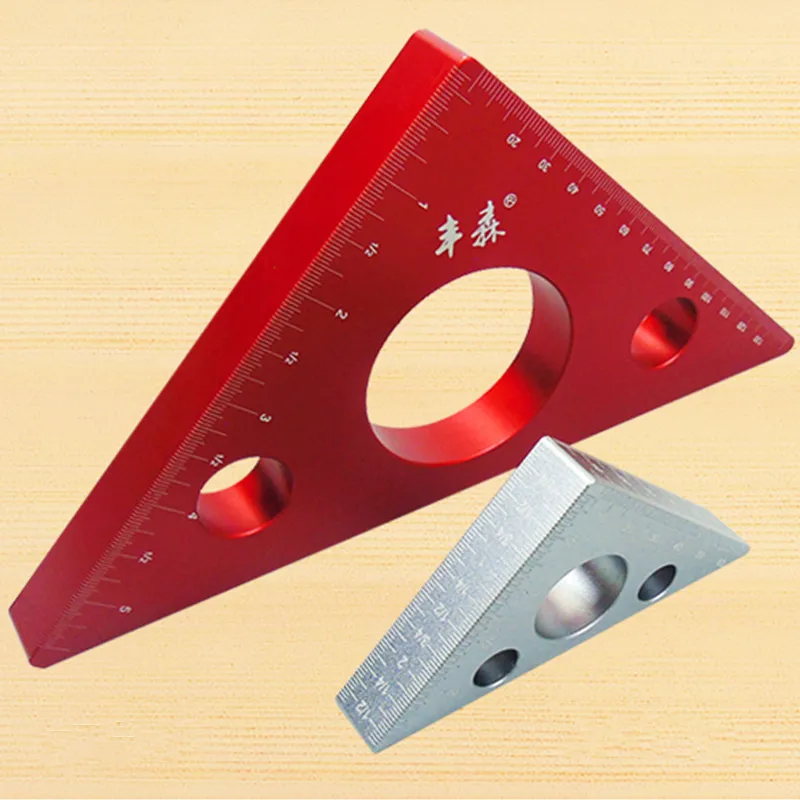 

45 degree Aluminum Alloy Right Angle Ruler Mini Pocket Square DIY Woodworking Triangle Ruler Height Measuring Woodworking Tools