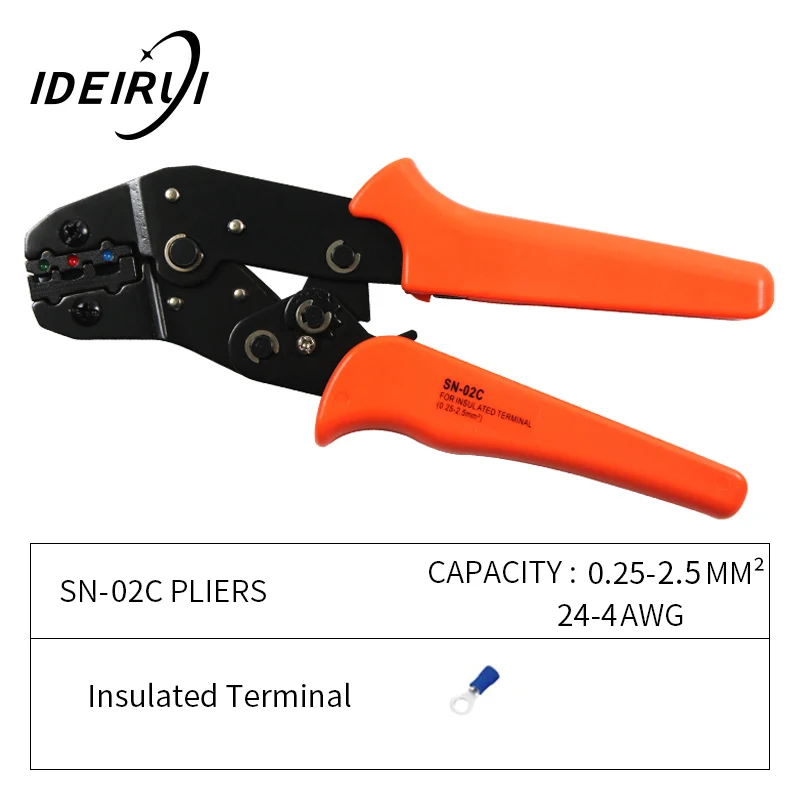 

SN-02C 0.25-2.5mm 24-4AWG Mini european style Crimping Pliers Electrical Wire Terminals Crimper Tools For insulated terminals