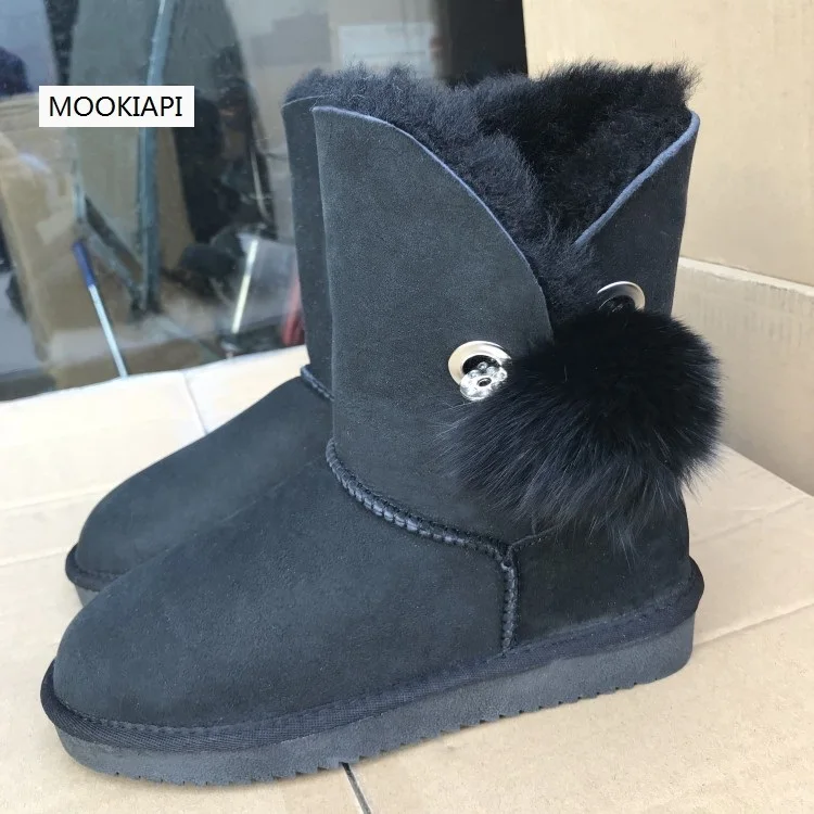 Женские сапоги из натуральной овечьей шерсти самая модная зимняя обувь в