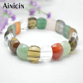 

4pc Fashion Women Bracelets Jewelry Natural Semi-precious Stone Crystal Red Stone Smokey Quartz 14mm Wide Fashion Women Bangles