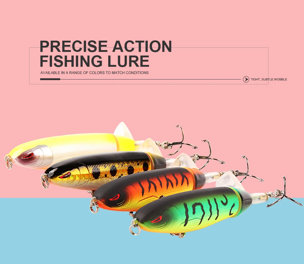 Spinpoler Whopper Popper Minnow Fishing Lure Hard Bait 10cm 13g Plopper Soft Rotating Tail Topwater Bass Sea Fishing Tackle  (2)