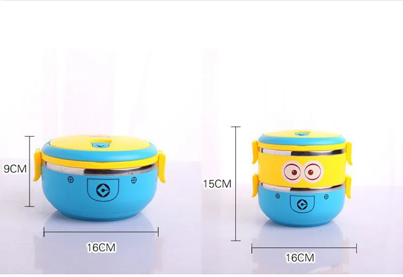 Cartoon Minion Stainless Steel Lunchbox For Kid Tiffin Boxes Thermal Bento For School Students Tableware (1)