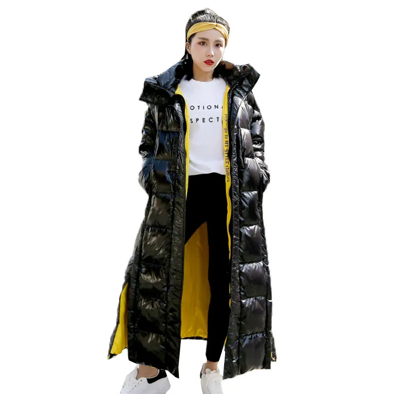 

New Winter Parka Coat Female Plus size Fashion over the knee cotton Down Jacket X-Long Hoodie Thick loose Coat Women Clothing 87