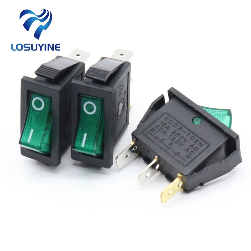 

5pcs/lot Green LED Light SPST 3PIN ON/OFF G124 Boat Rocker Switch 15A/250V 20A/125V Car Dash Dashboard Truck RV ATV Home