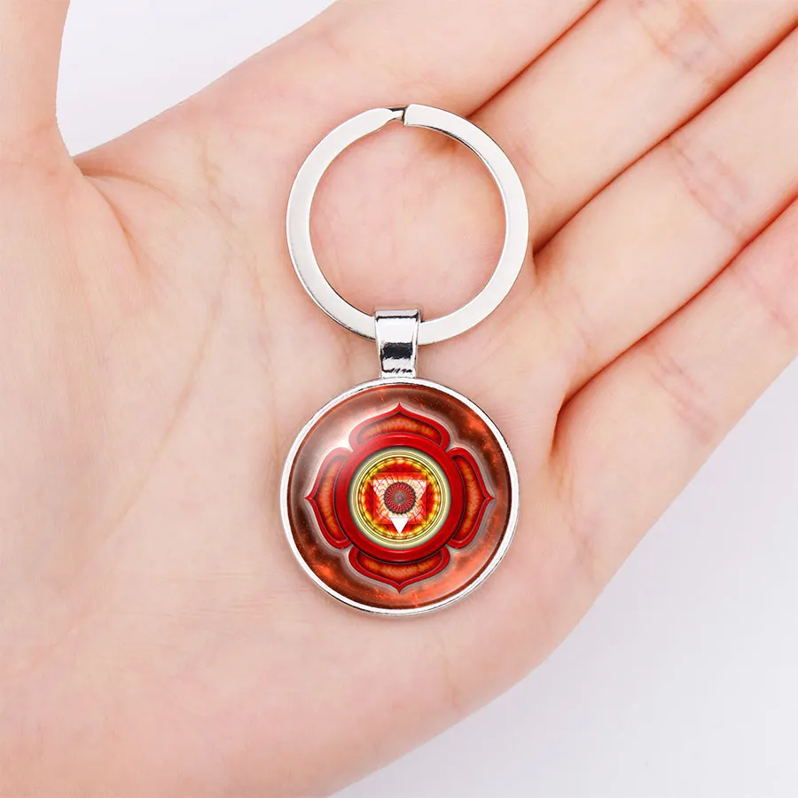 

Seven Chakra Religious Key Chain Buddhist Yoga Meditation Keyring Handbag Key Holder Accessory Gift for Women/men