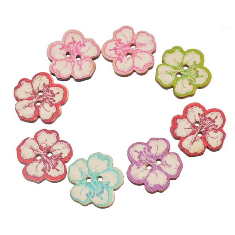 

Urijk 60PCs Flower Natural Wooden Buttons For Needlework Scrapbooking 2 Holes Buttons Patchwork DIY Craft Sewing Accessories