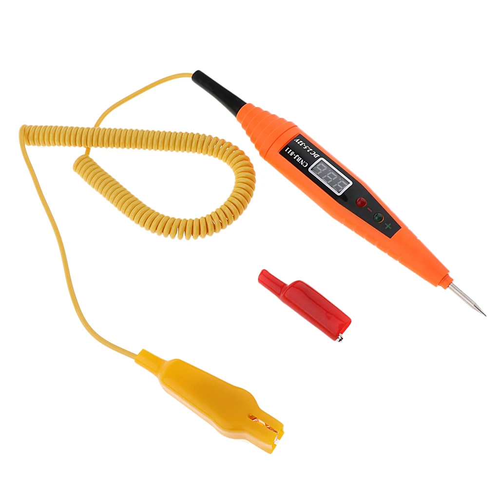 Heavy Duty DC 2.5-32V Digital Electric Circuit Tester Pen Waterproof Car Boat Vehicle Voltage Tester LCD Display Alligator Clip 