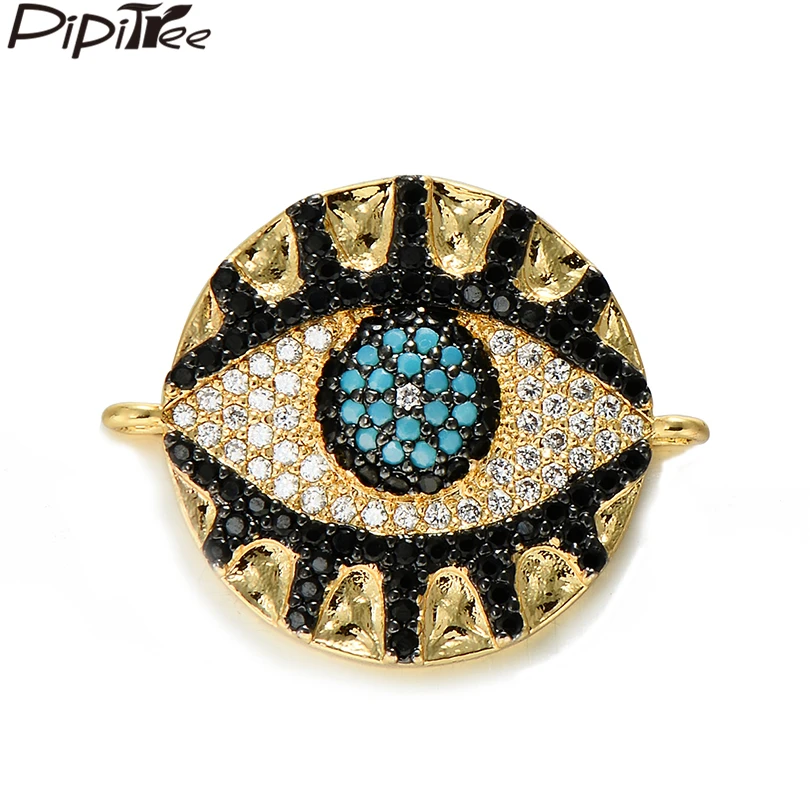 Pipitree хип-хоп круглый браслет с подвесками разъем Micro Pave CZ Циркон Длинные ресницы