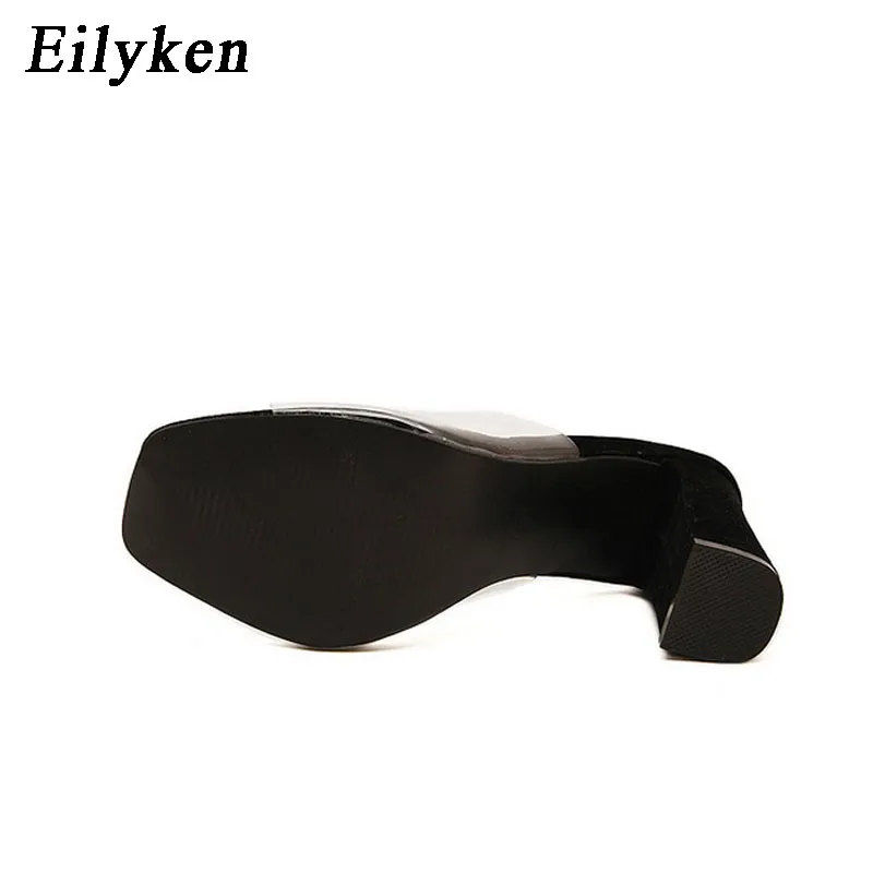 Eilyken Summer Fashion Woman Sandals Shallow Rome Mouth Female Casual Square heel Ladies thick Sandals Shoes White BLACK SIZE 40
