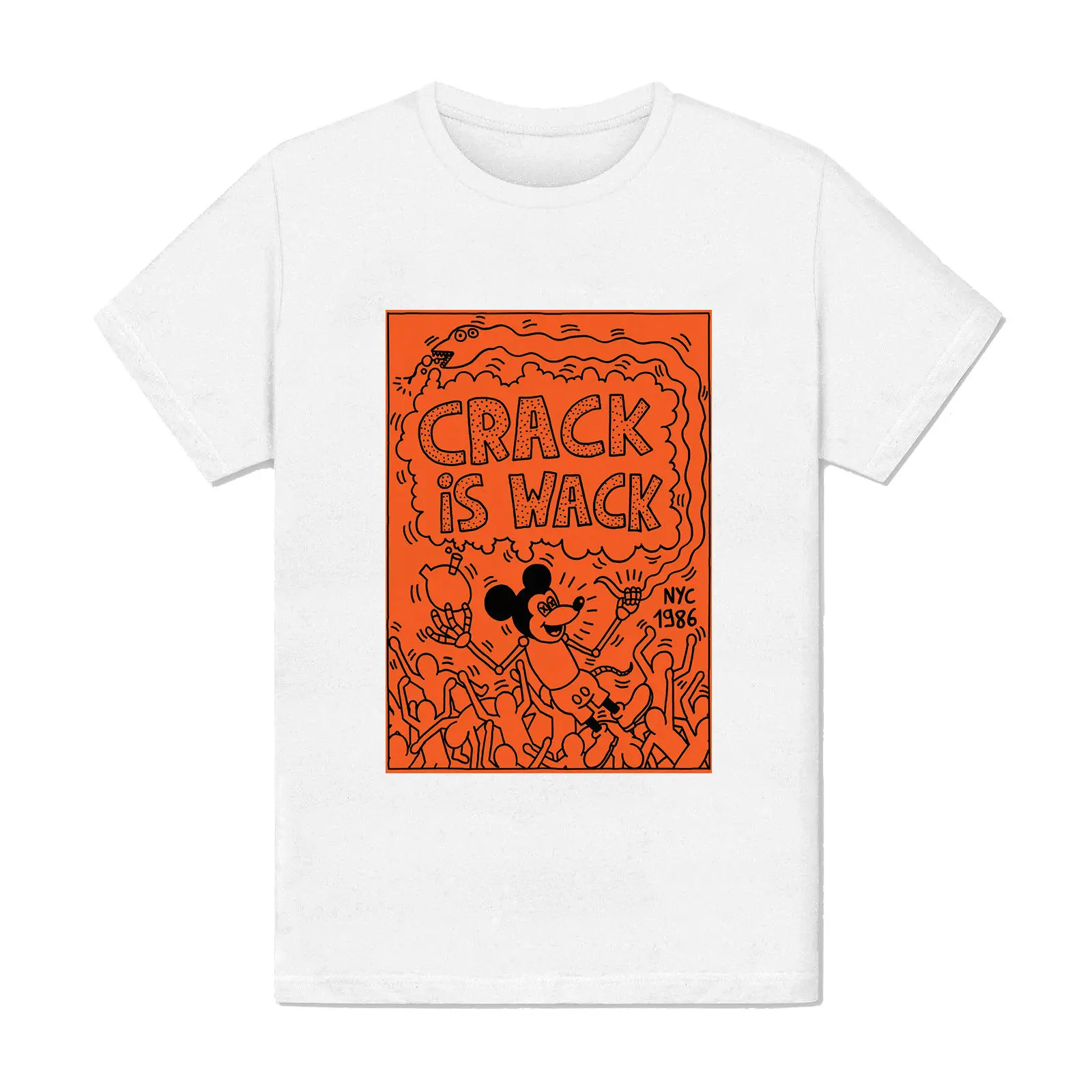 Футболка Homme-Crack Is Wack keith haring Pop art peinture dessin стиль США Круглый Стиль футболка Trump sweat