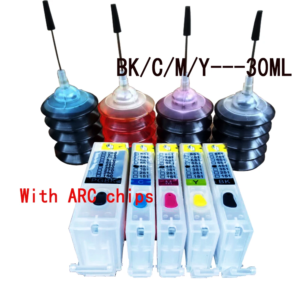 

Refillable canon PGI-650 CLI-651 ink Cartridge kit + 120ml Dye inks for Pixma MG5560 MG6360 MG6460 MG7160 MG7260