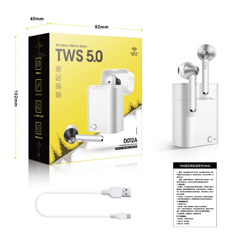  ACCEZZ TWS Bluetooth Earphone Wireless Earphones IPX5 Waterproof Stereo Button Control In Ear Headset For iphone X Mobile Phone