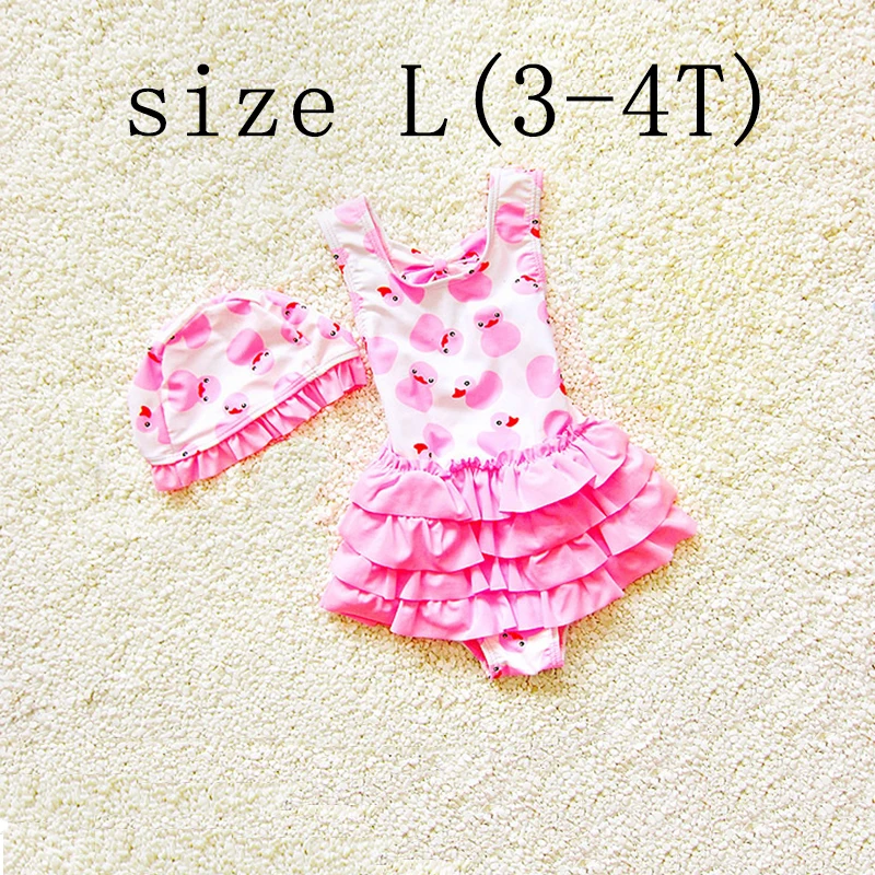 Dollplus, детский купальник, бикини, купальник для плавания, пляжный купальный костюм, пляжная одежда, мультяшный принт, милый купальник, цельный - Цвет: pink L